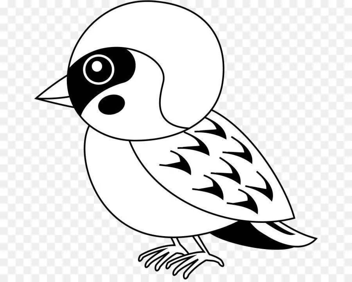 Animated sparrow coloring page for kids