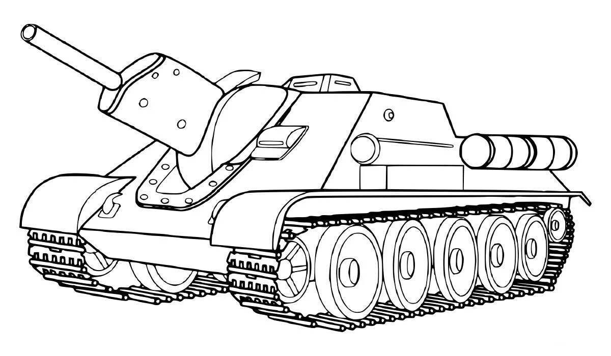 Красочная раскраска танк т 34 для детей
