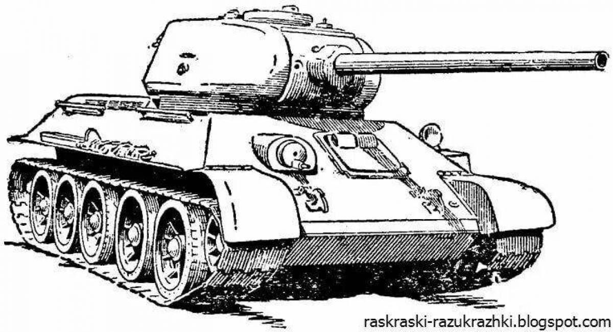 Удивительный танк т 34 раскраска для самых маленьких