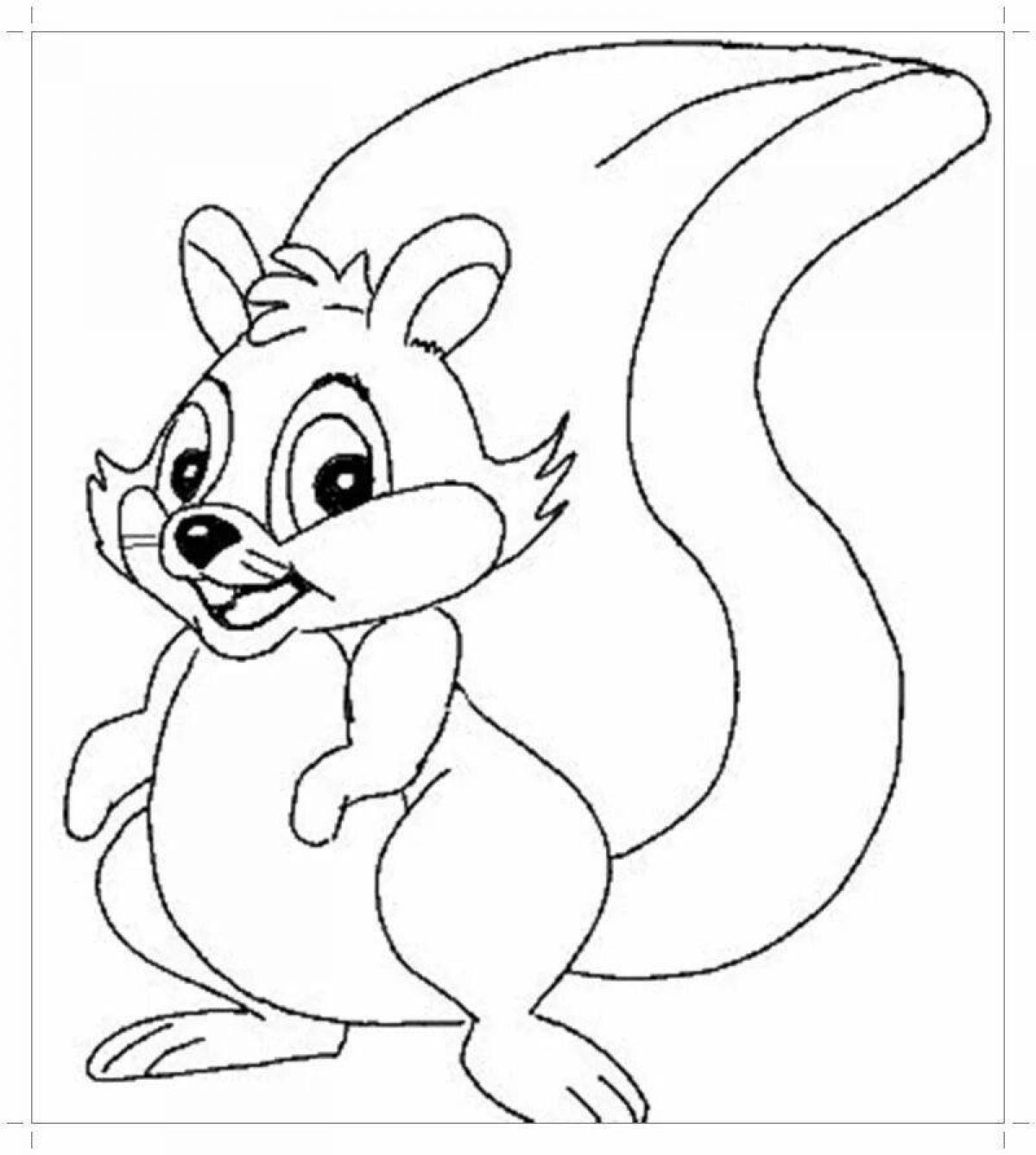 Fun coloring squirrel for children 3-4 years old