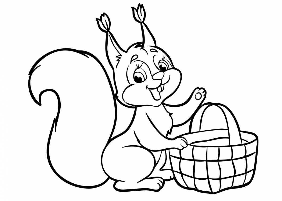Adorable squirrel coloring book for 3-4 year olds