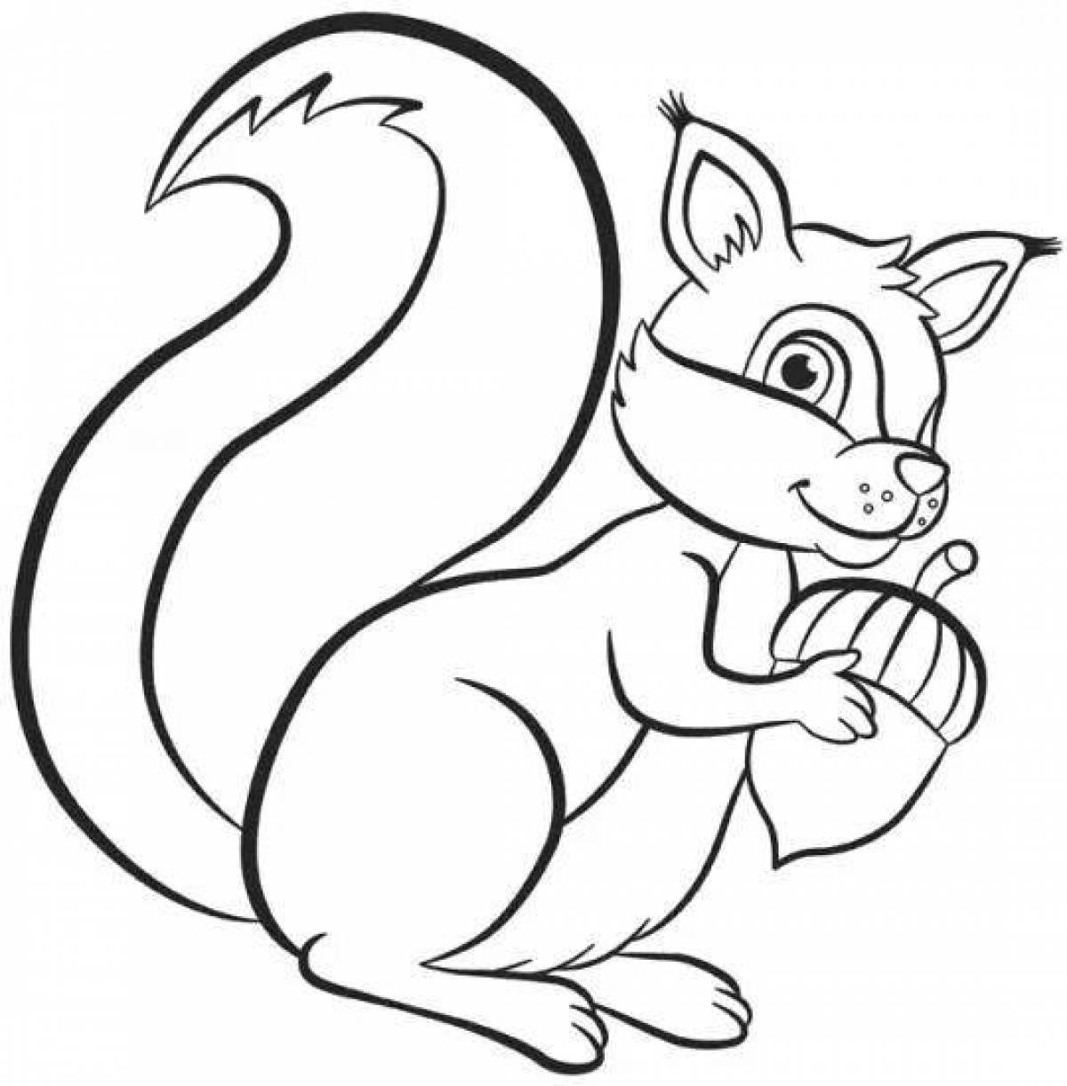 Zany squirrel coloring book for 3-4 year olds