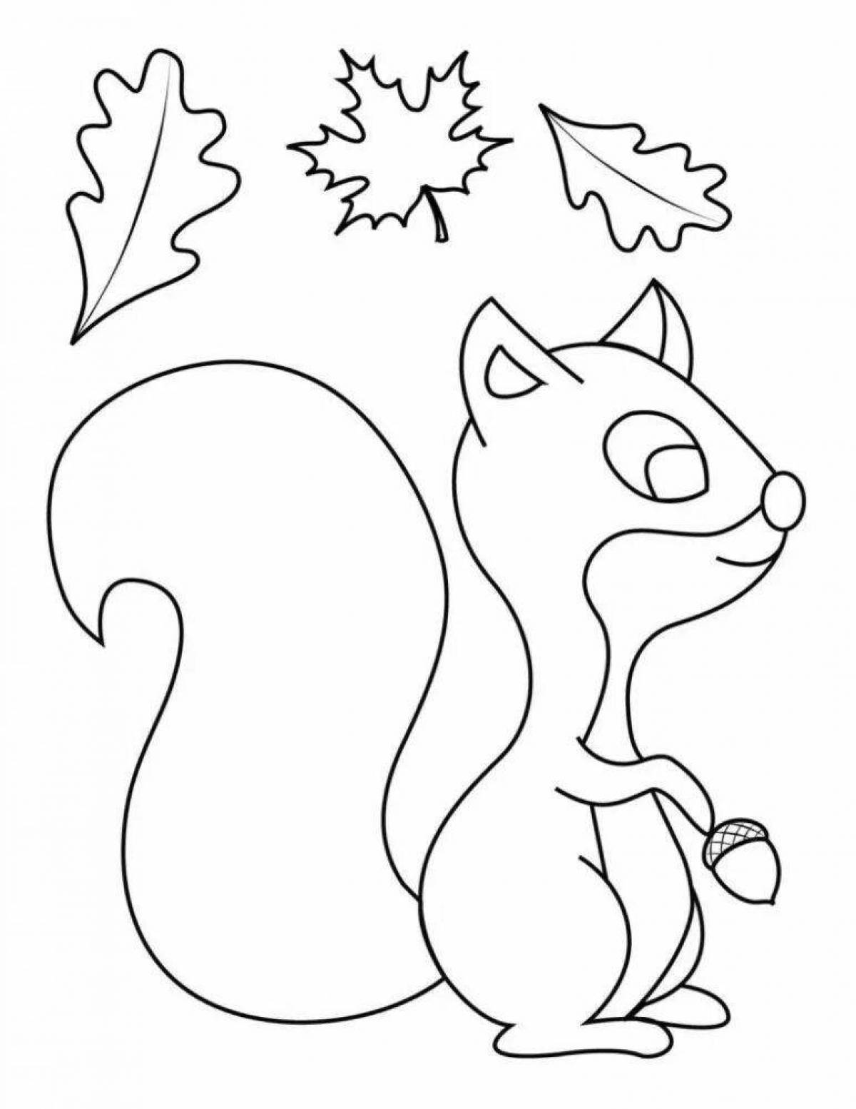 Shimmering squirrel coloring book for 3-4 year olds