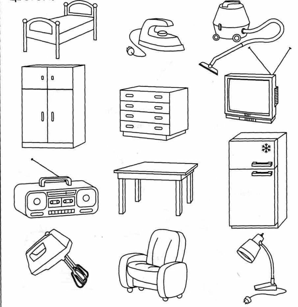 Colourful coloring pages of household appliances for children 6-7 years old