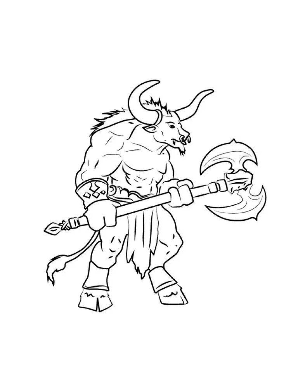 Minotaur colorful coloring page
