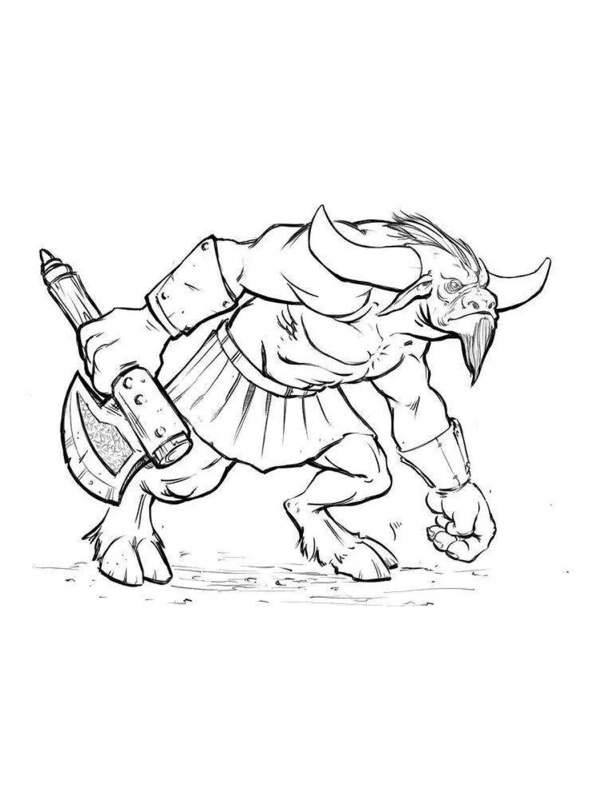 Outstanding minotaur coloring page