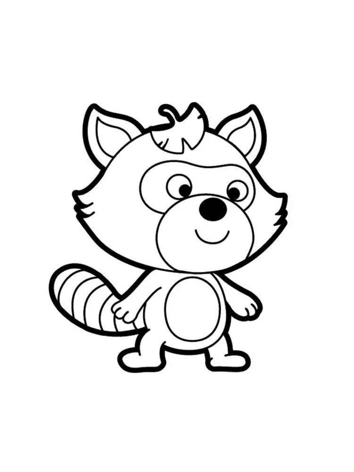 Colorful raccoon coloring page