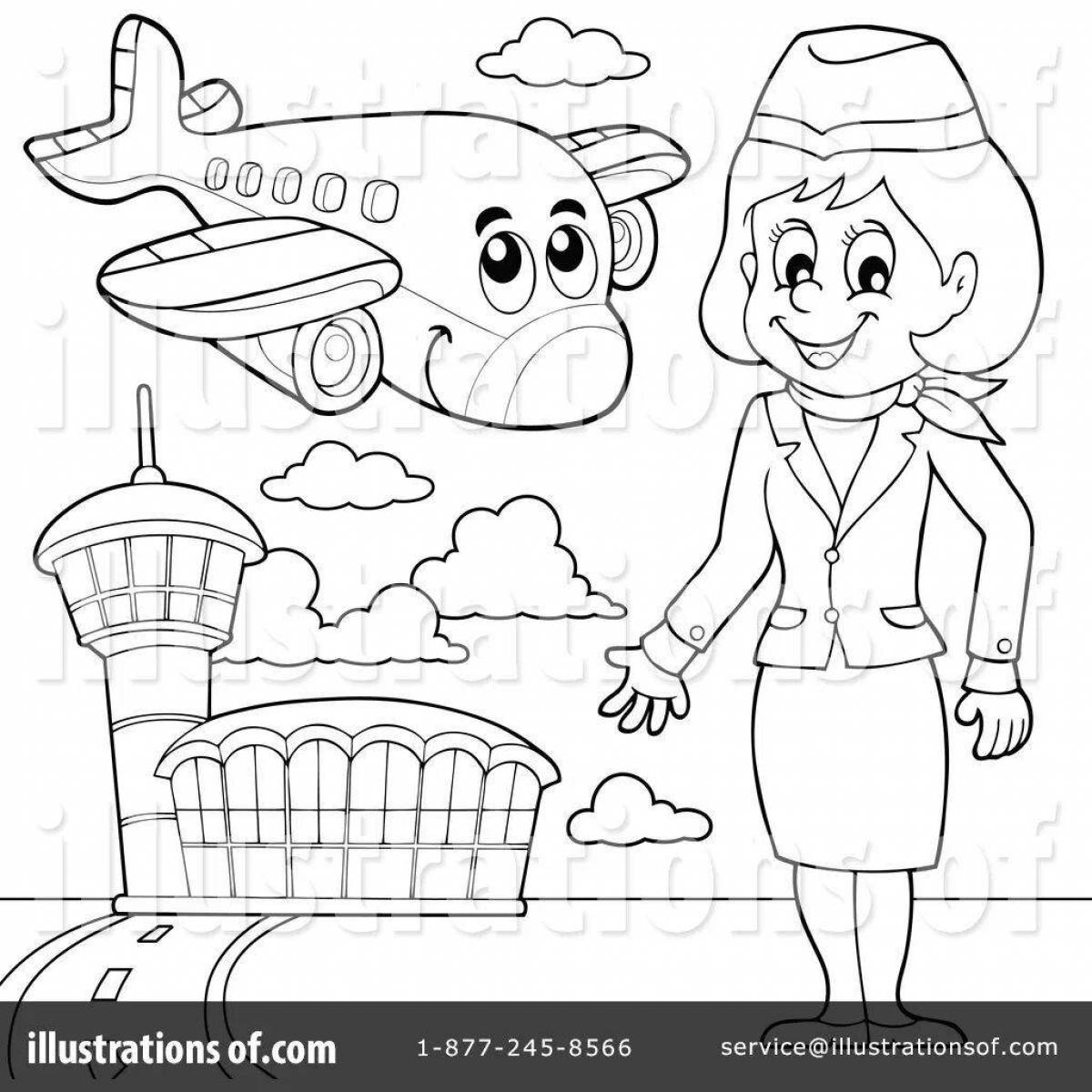 Bright stewardess coloring page