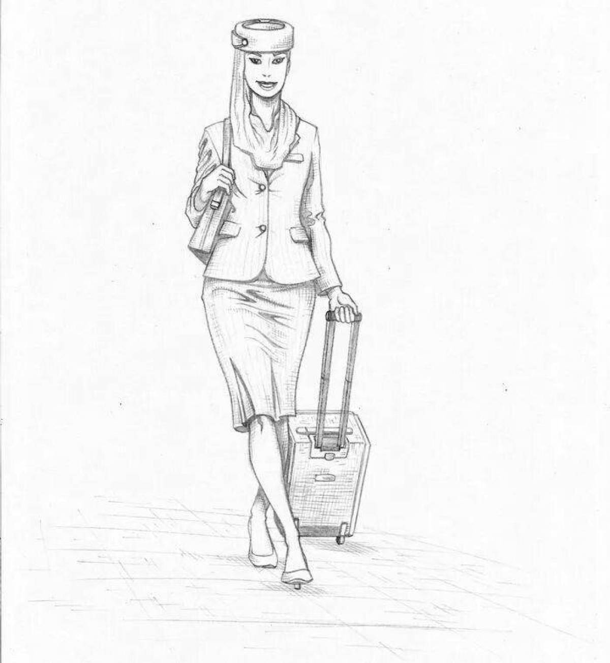 Coloring page playful stewardess