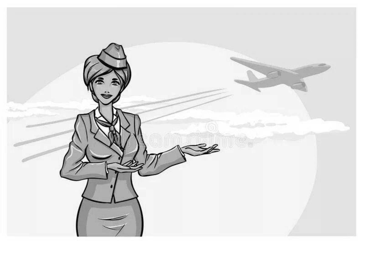 Coloring page magical stewardess