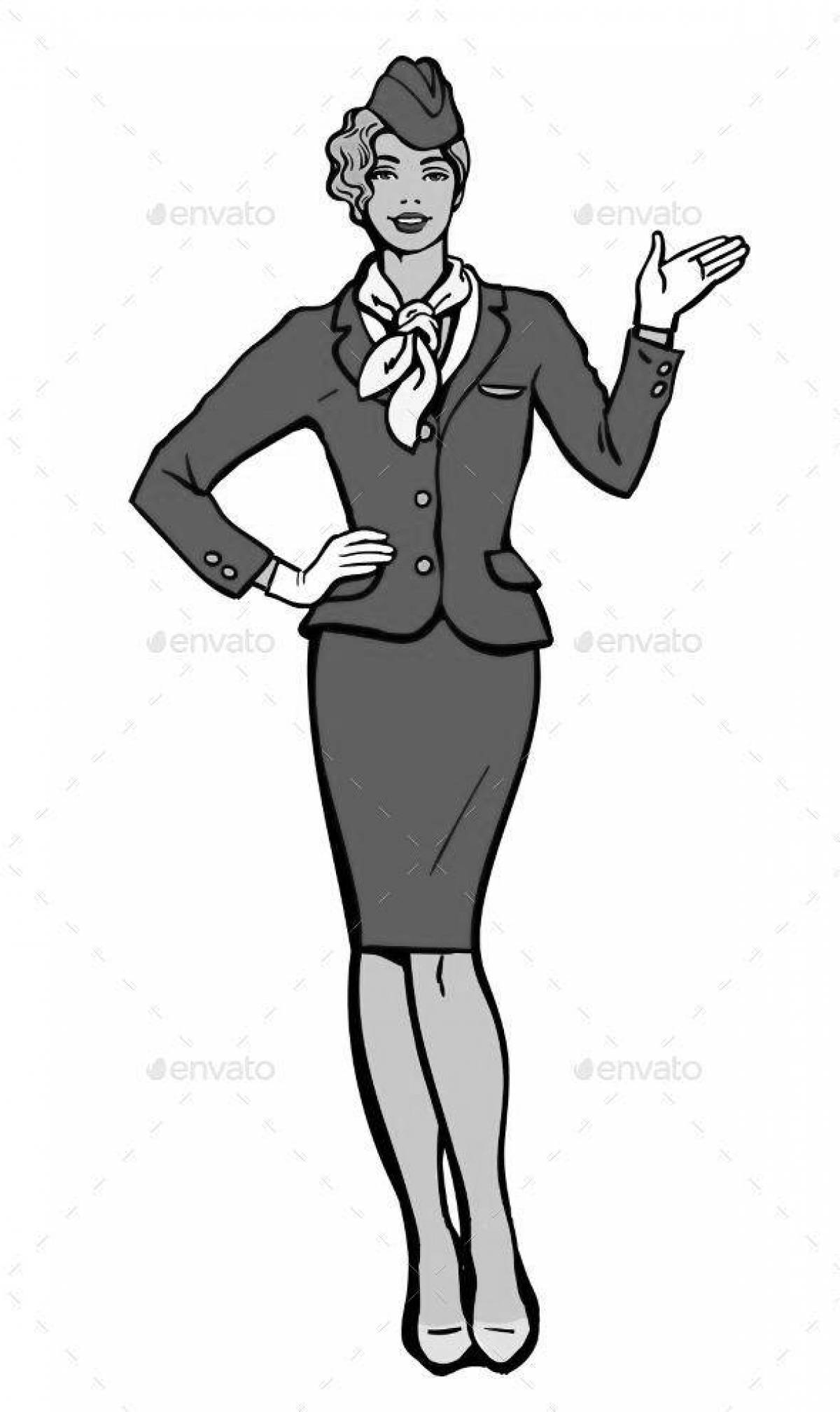 Stewardess coloring page