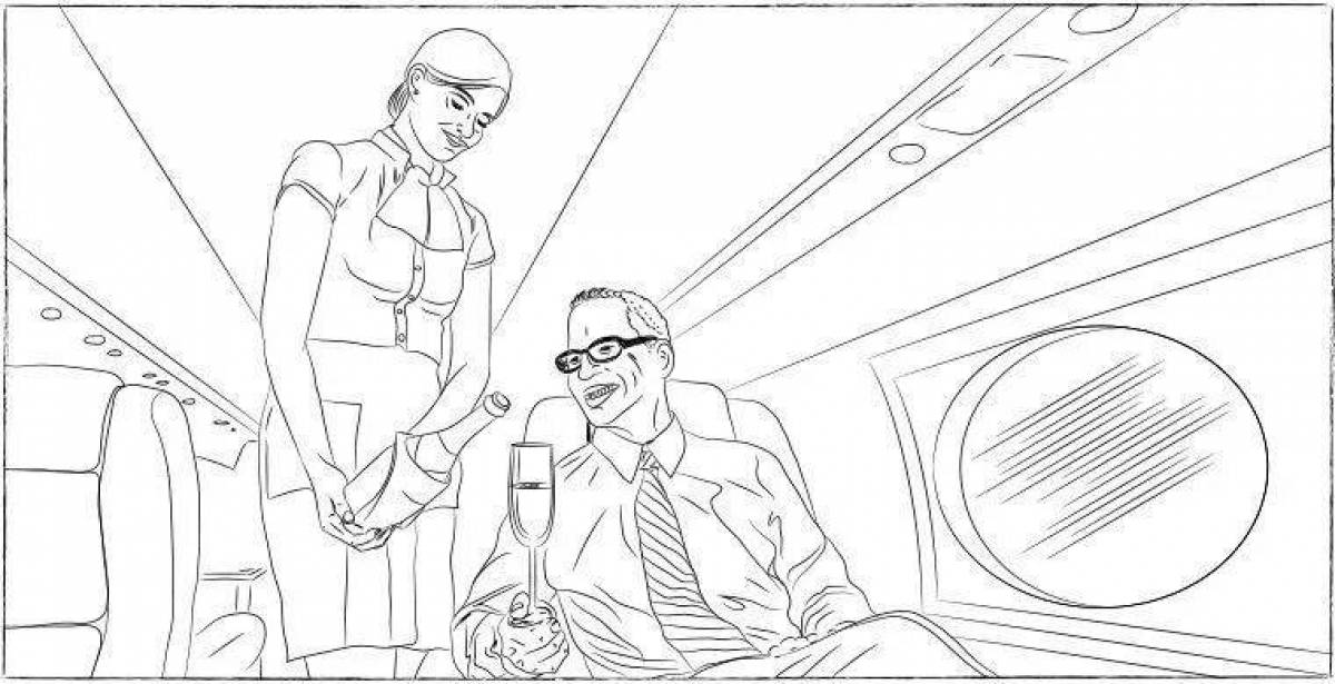 Sparkling stewardess coloring page