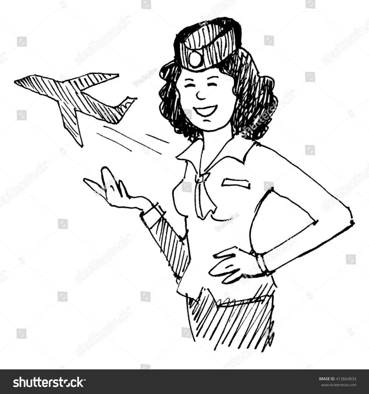 Gorgeous stewardess coloring page