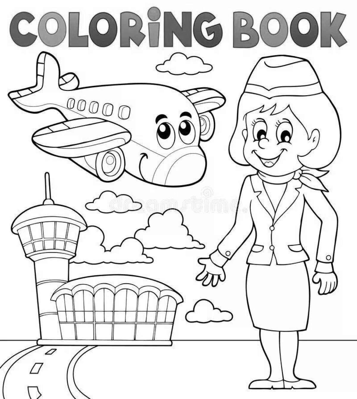 Coloring page graceful stewardess