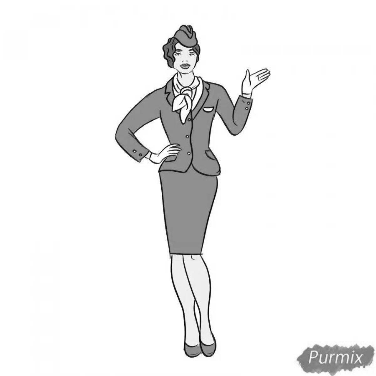 Coloring page fashion stewardess