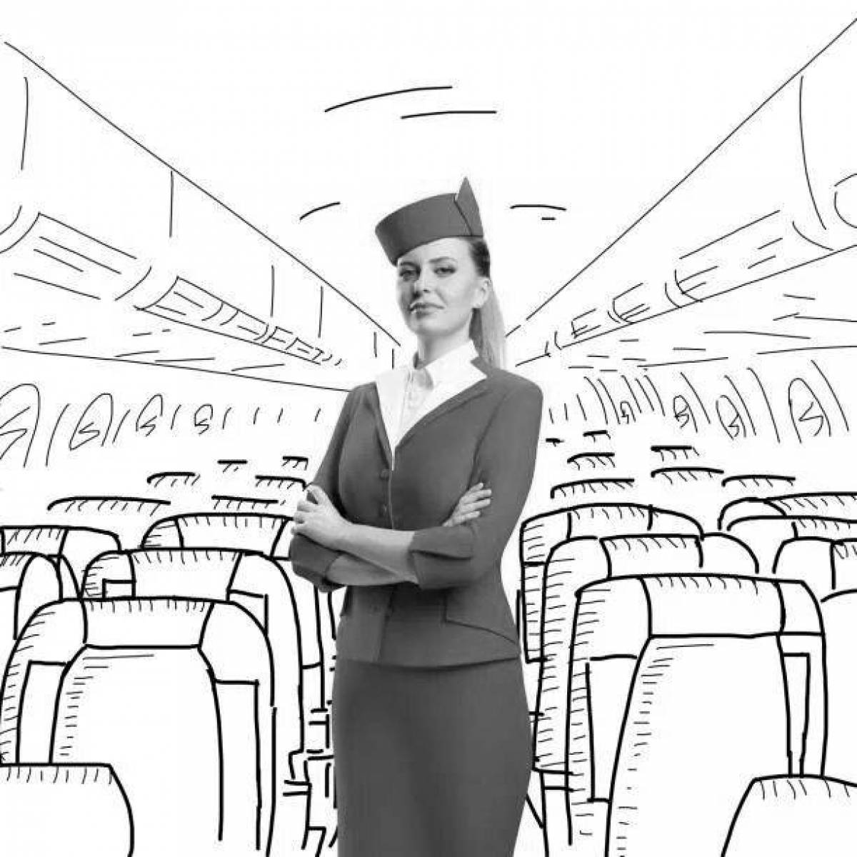 Innovative stewardess coloring page