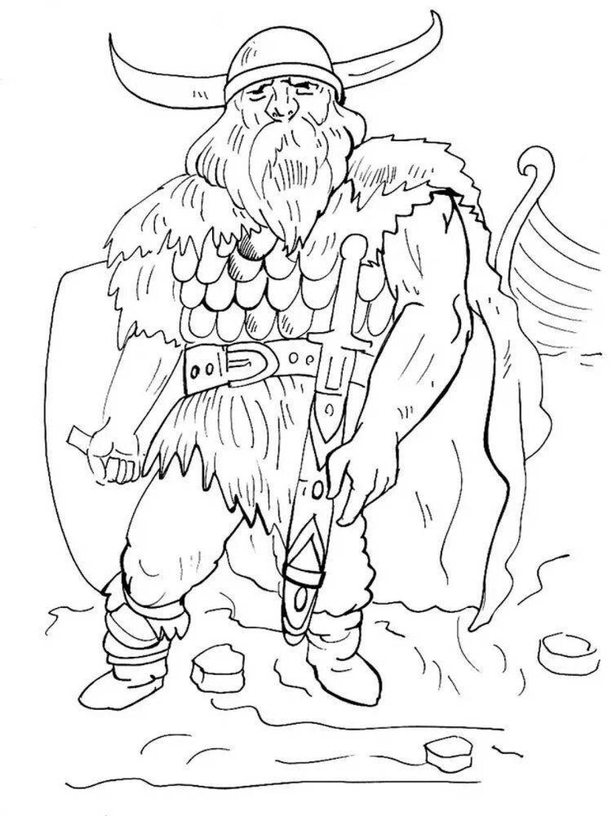 Поразительная страница раскраски викингов