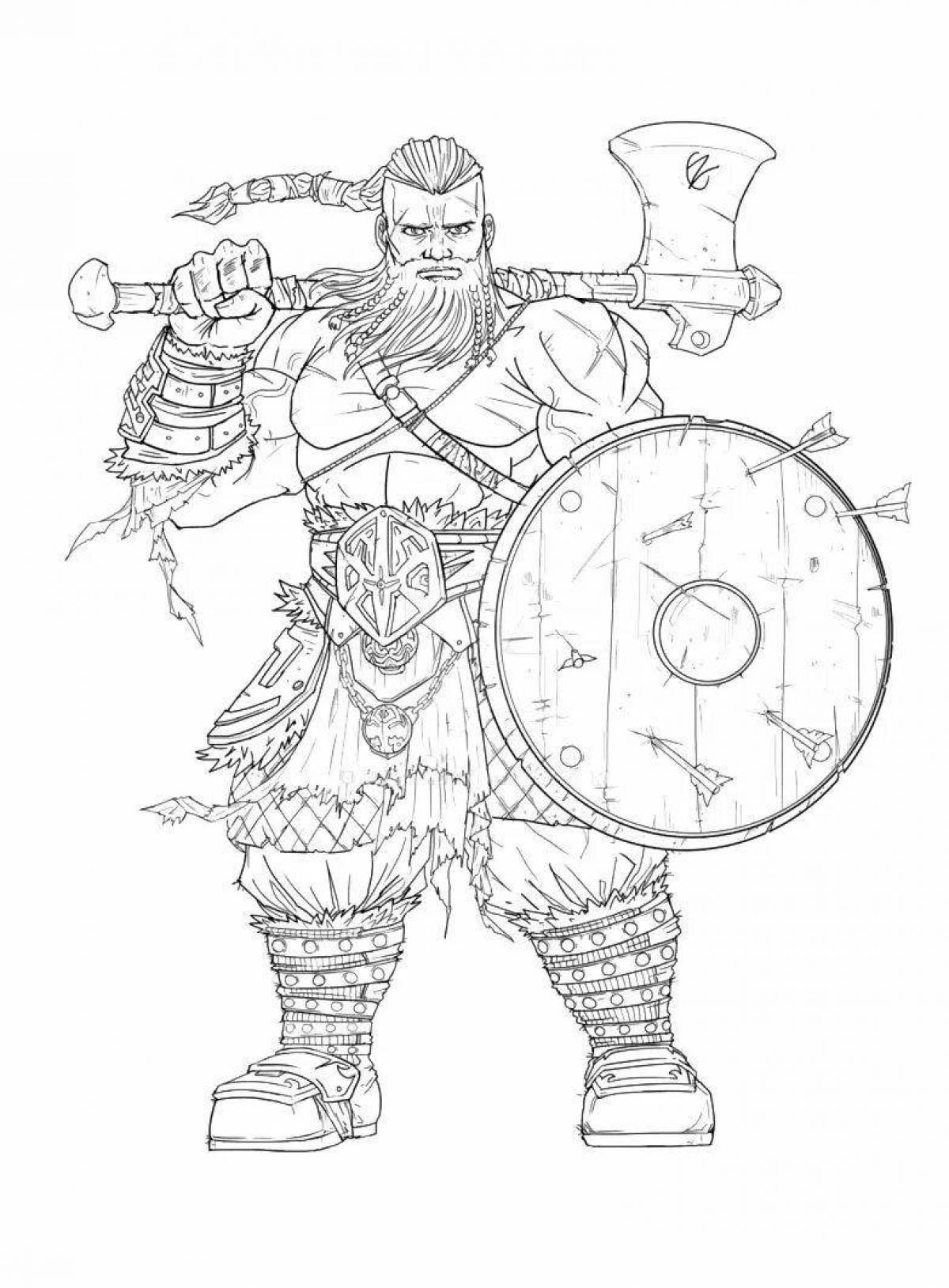 Colorful viking coloring page