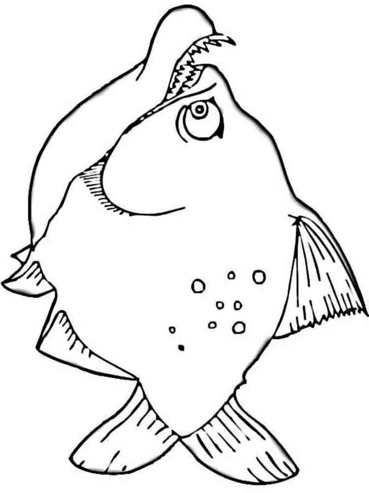Humorous piranha coloring book