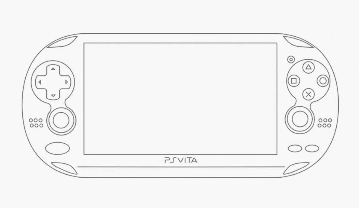 Coloring page of console with color splatter