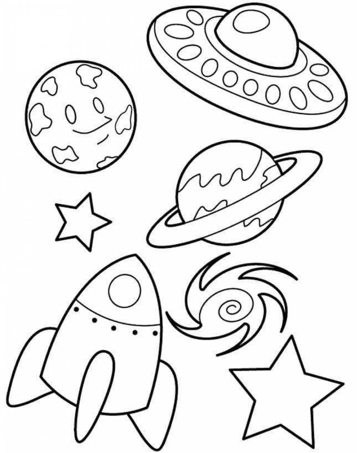 Exotic universe coloring page