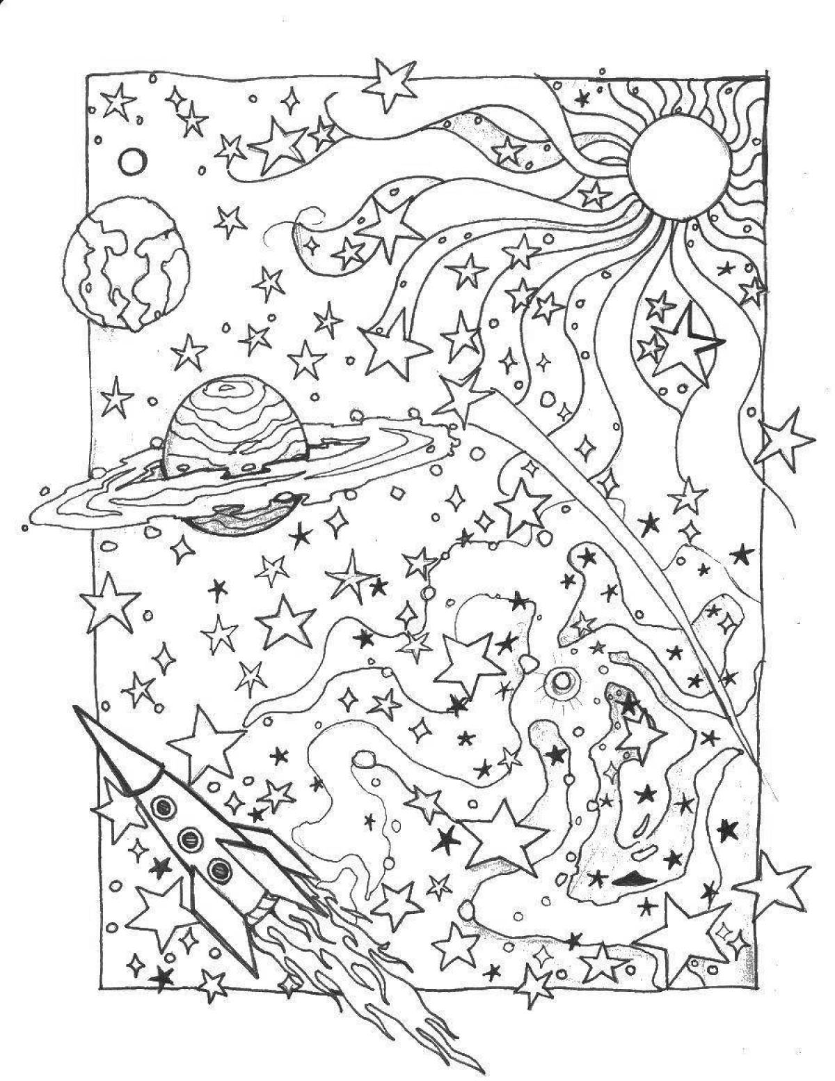 Brilliantly shaded universe coloring page