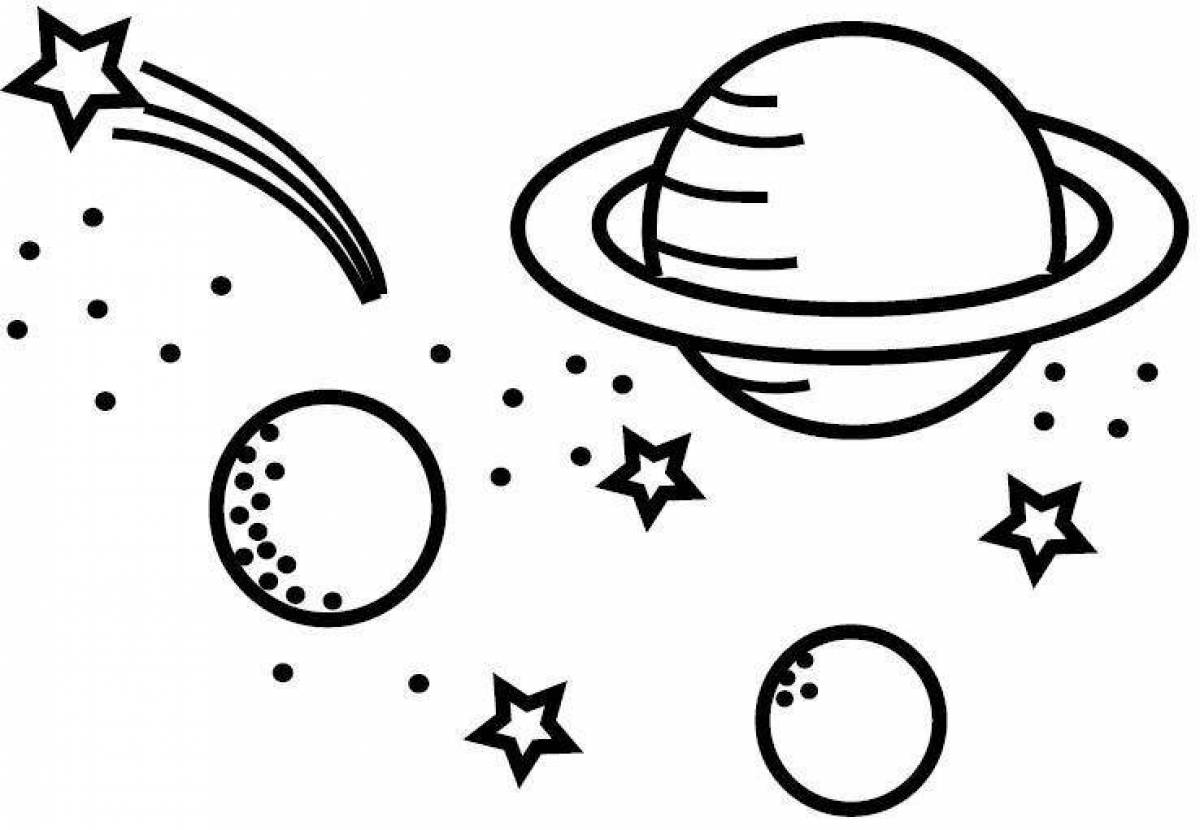 Glitter spotted universe coloring page