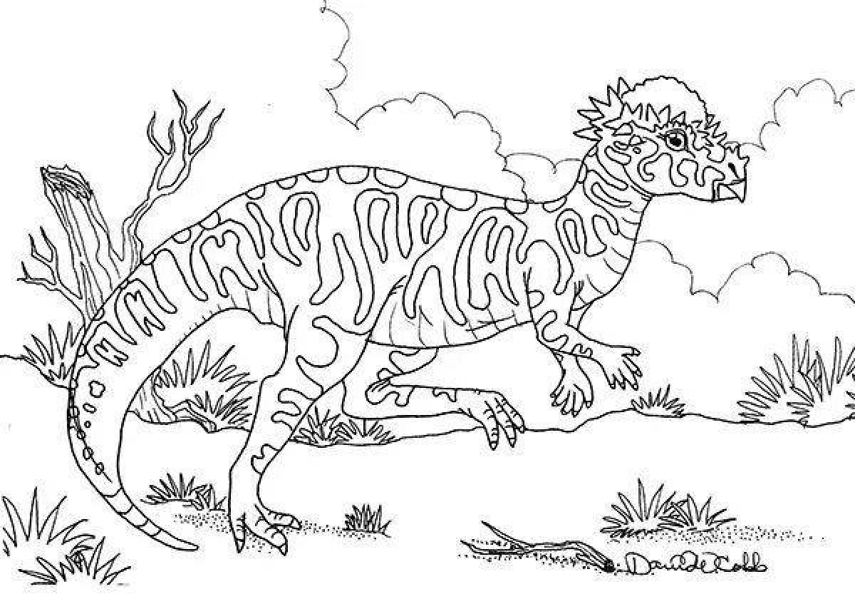 Веселая раскраска пахицефалозавр