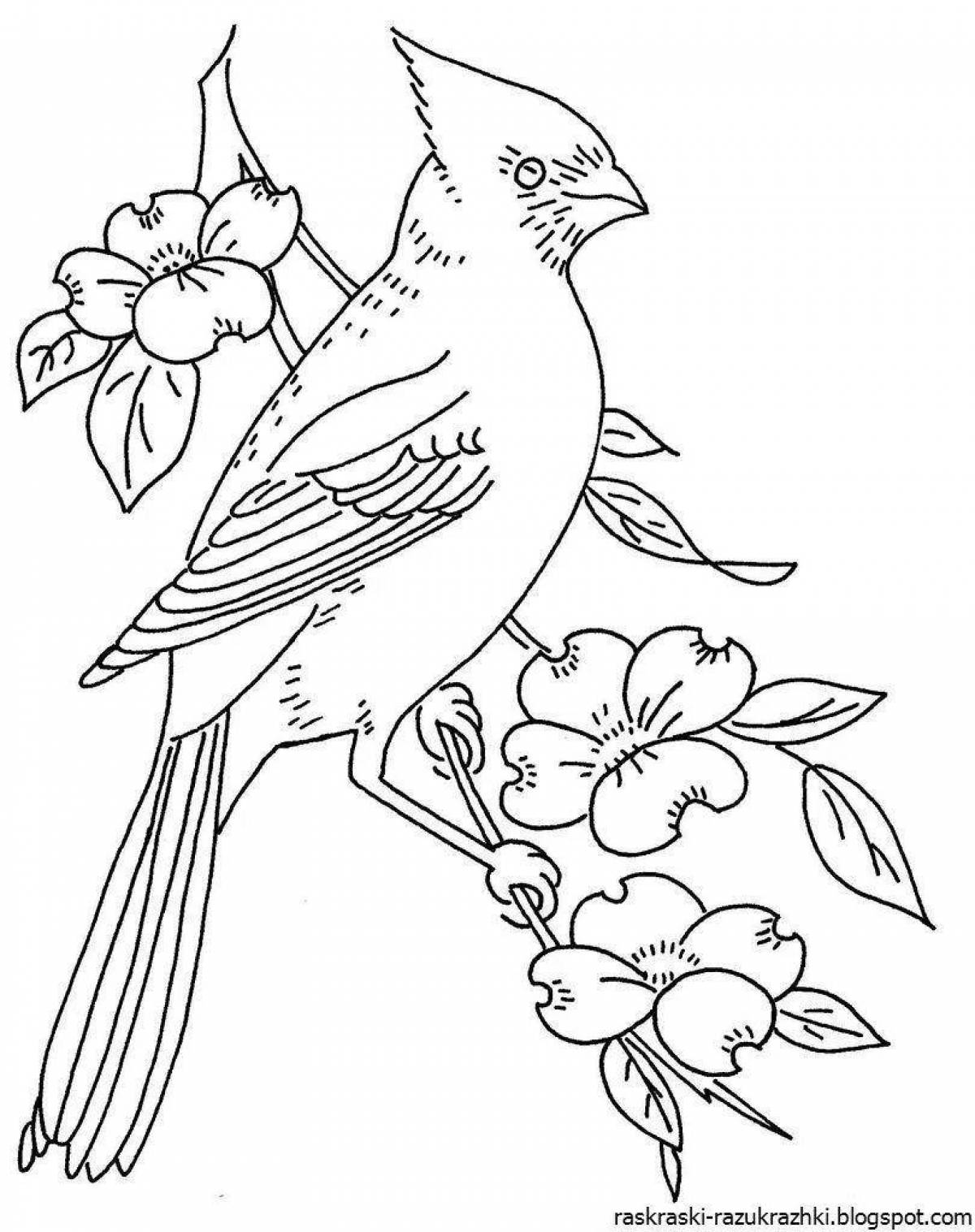 An animated lark coloring page