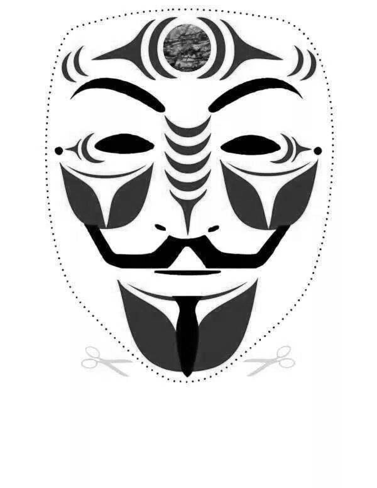 Раскраска стильная анонимная маска