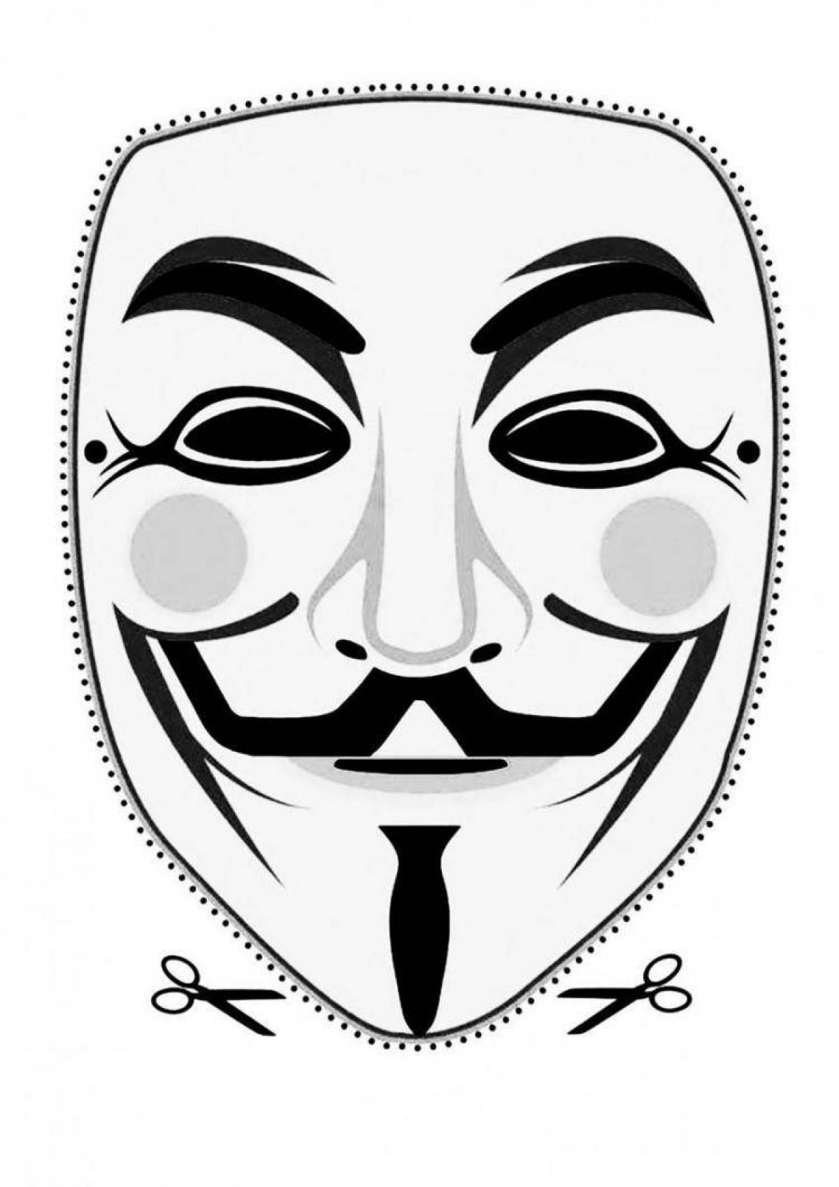 Подробная страница раскраски анонимной маски
