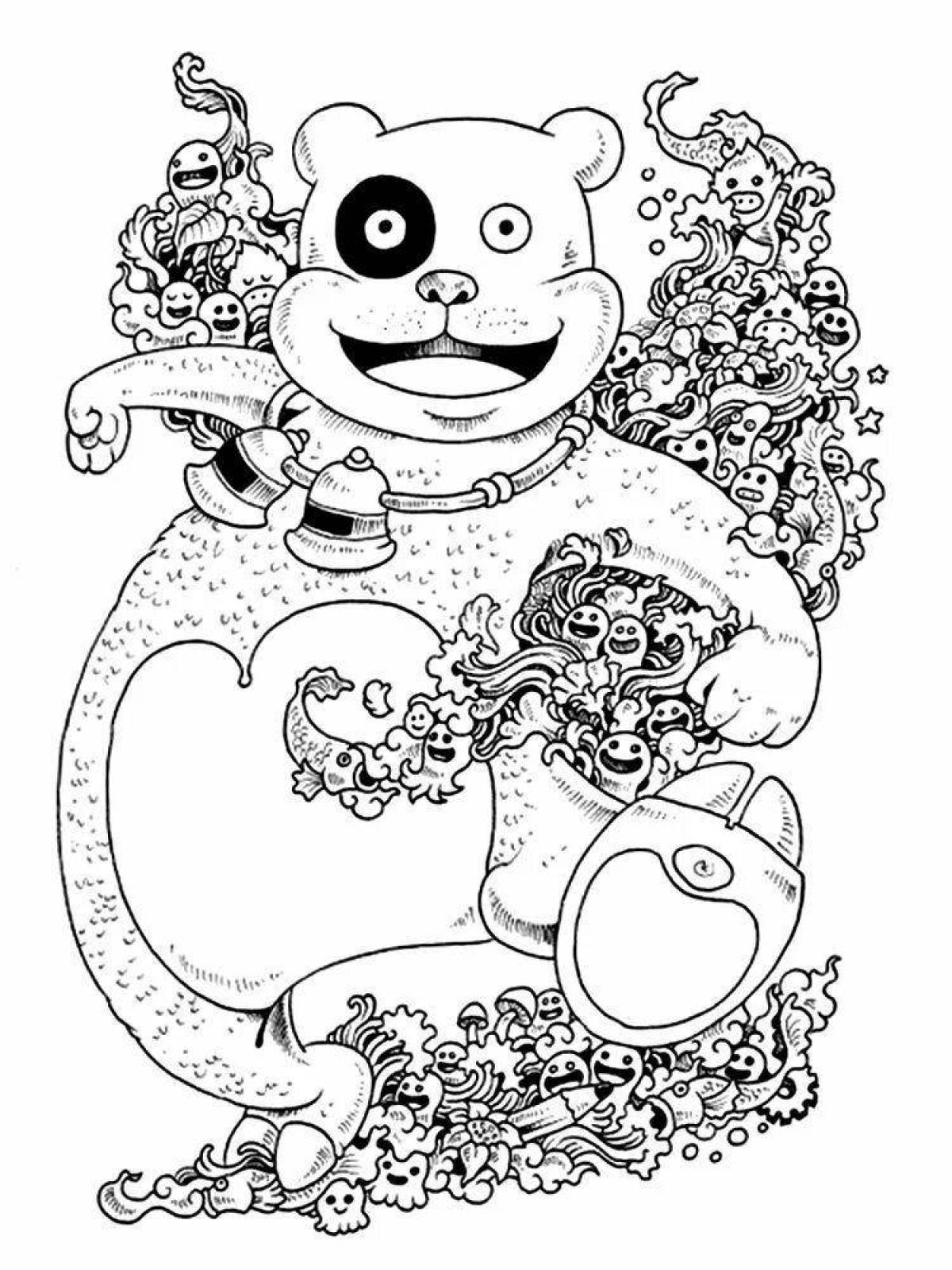 Adorable doodle invasion coloring page