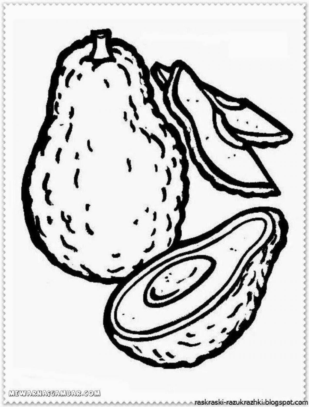 Playful avocado coloring page