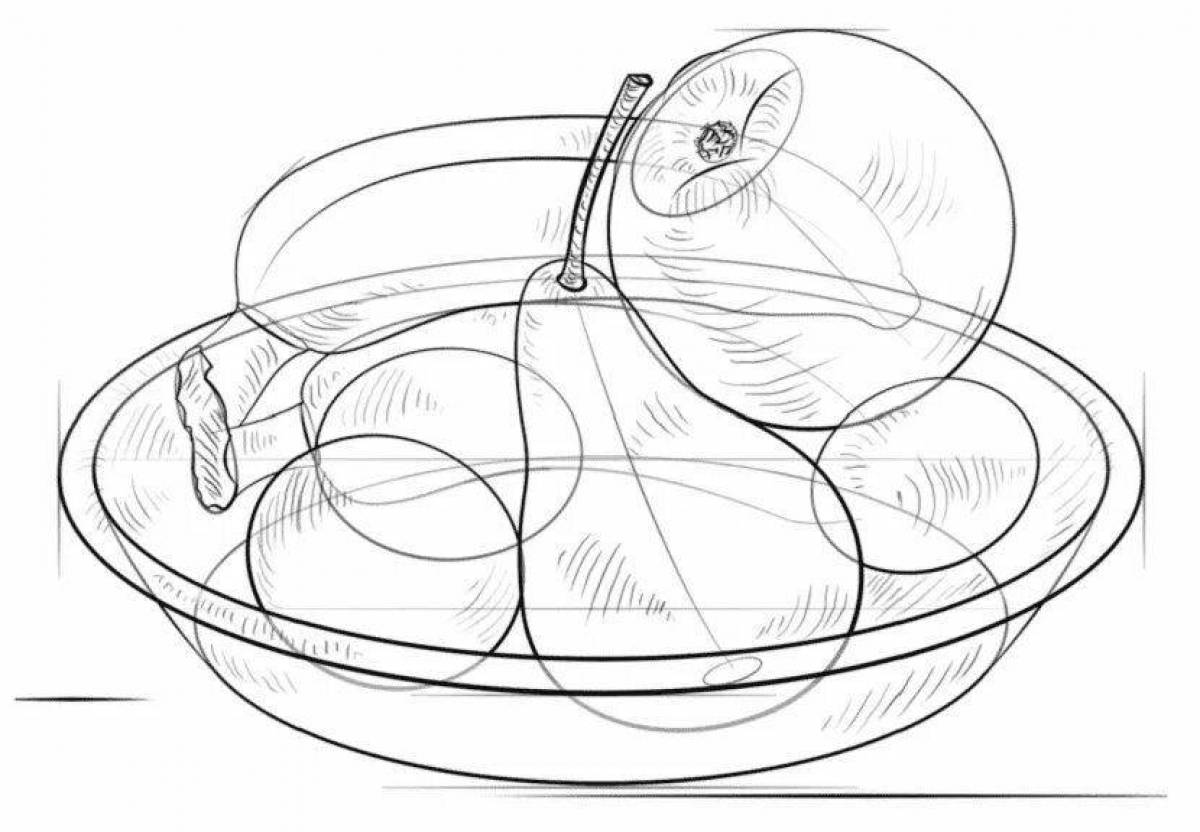 Как нарисовать тарелку с фруктами