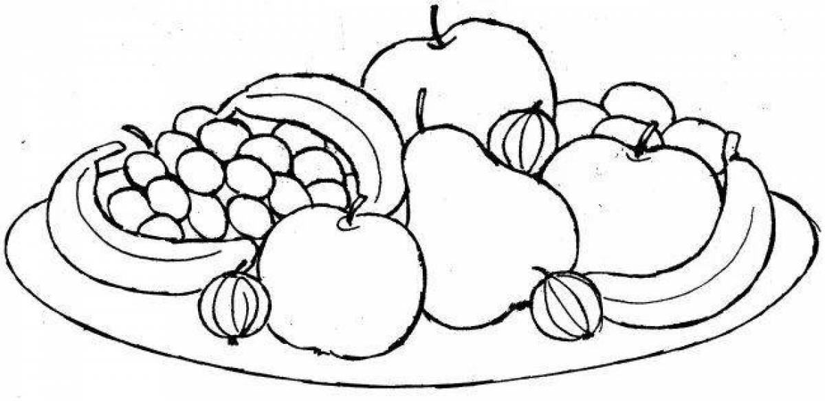 Тарелка с фруктами рисунок для детей