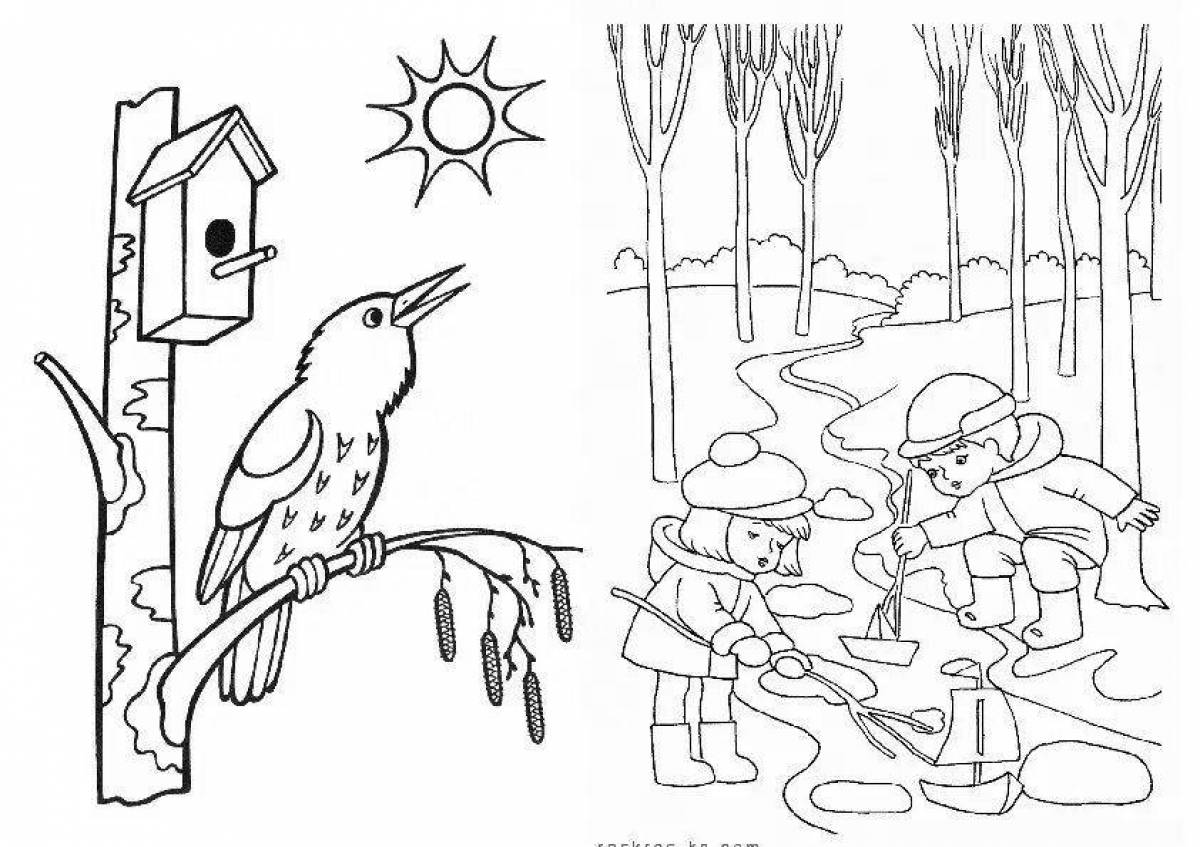 Развитие речи птицы весной подготовительная группа. Весенние раскраски для детей. Раскраски на весеннюю тему.
