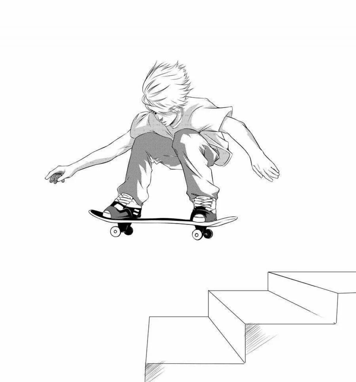 Яой скейтер. Нарисовать скейт. Позы для рисования на скейтборде. Скейтер для срисовки.