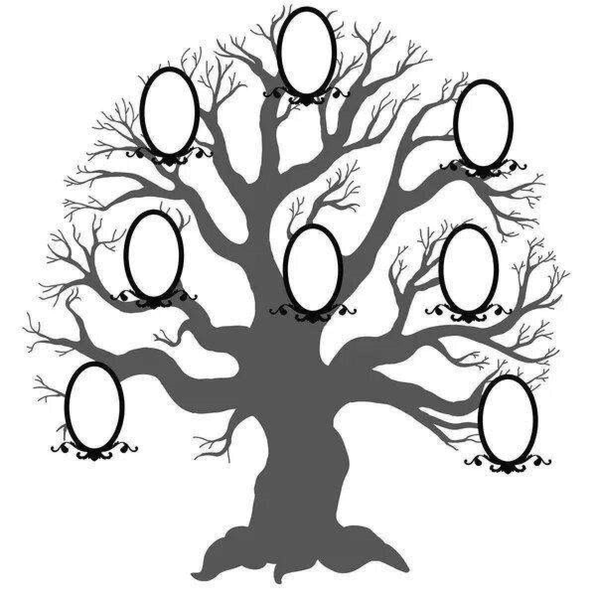 Дерево для семейного древа черно белое