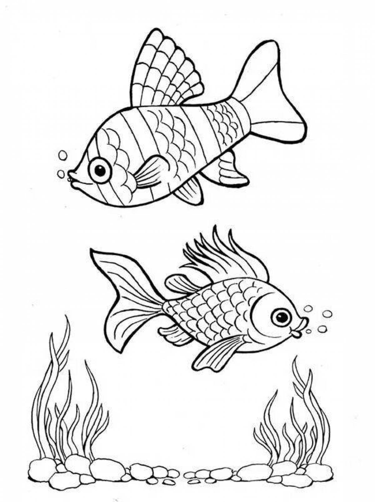 Раскраски аквариумные рыбки для детей 6-7 лет