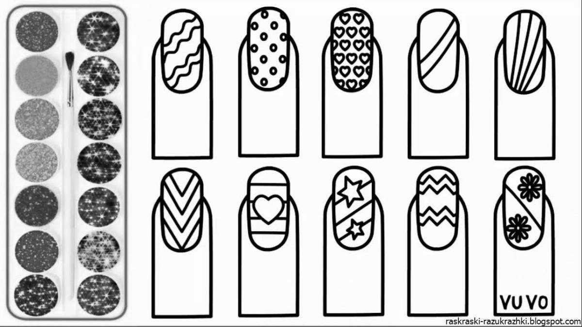 Fun manicure coloring for girls