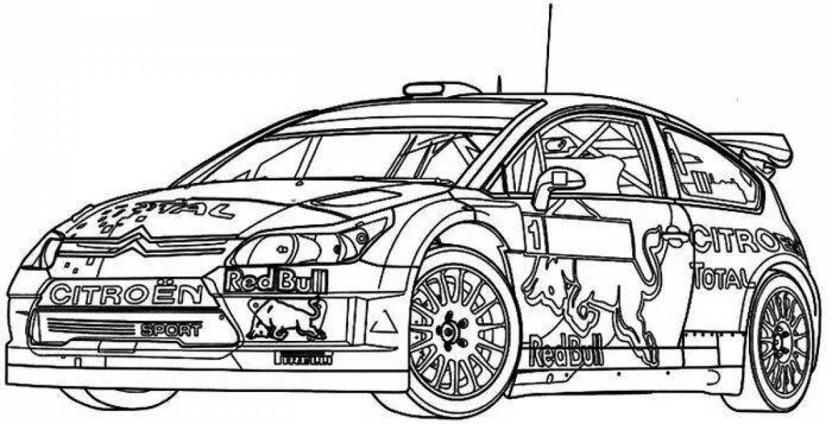 Colorful complex car coloring page