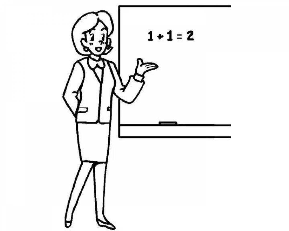 Coloring page energetic teacher