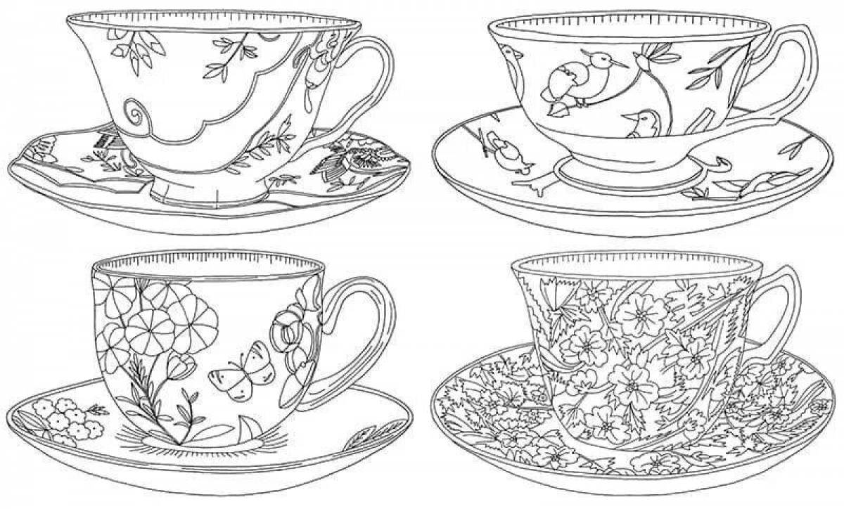 Adorable tea couple coloring page