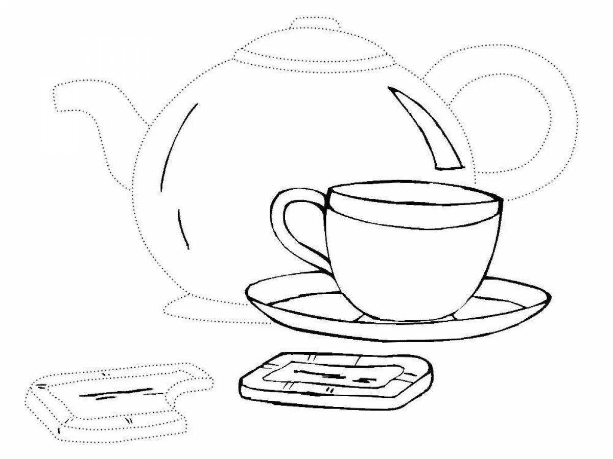 Animated tea couple coloring page