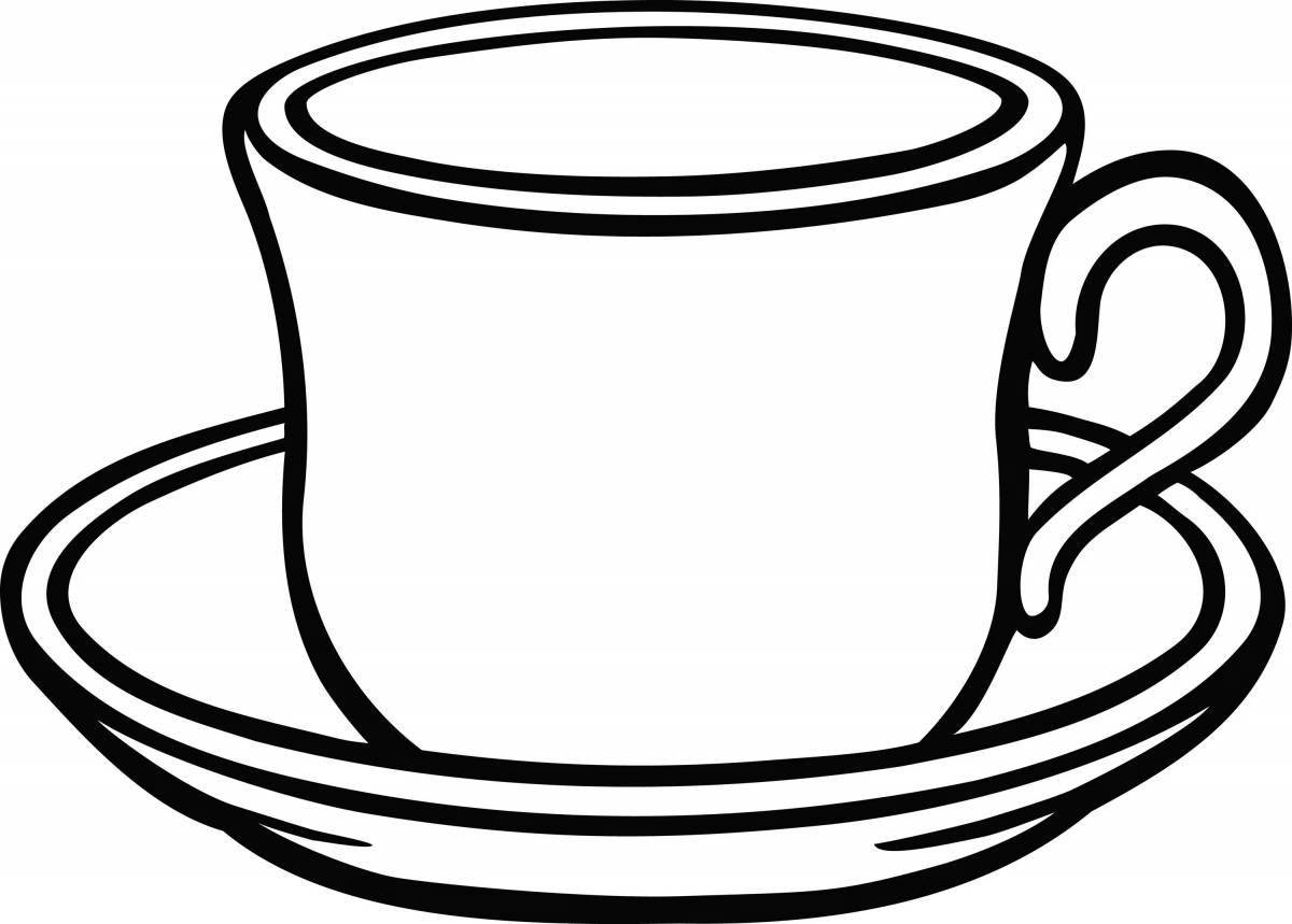 Coloring page inviting tea couple