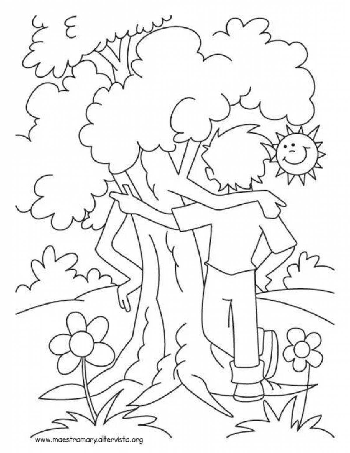 Beautiful nature protection coloring page