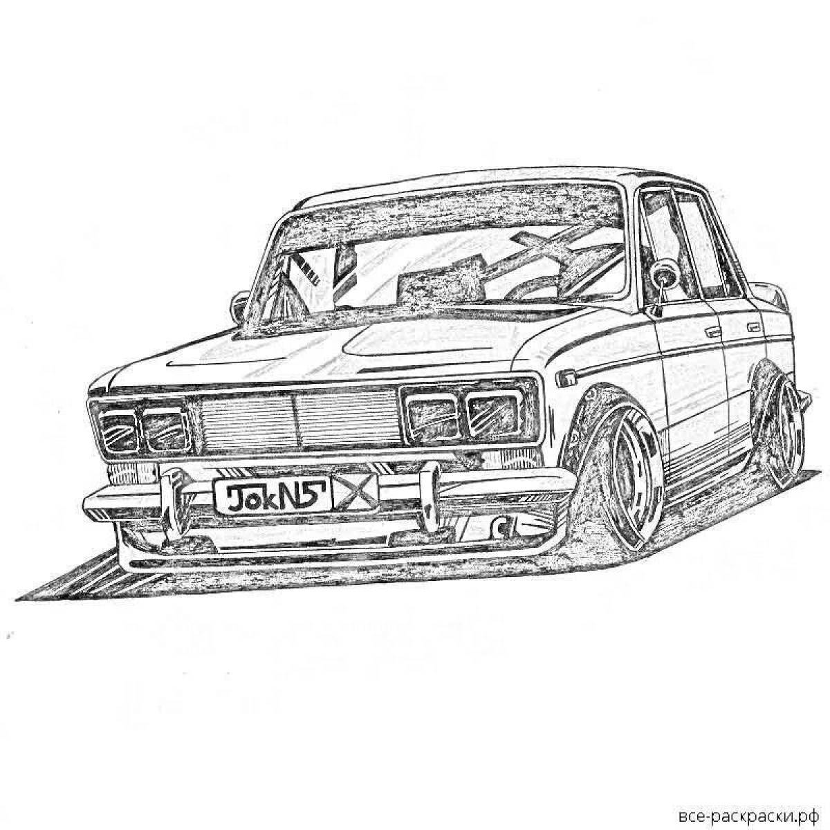 Gorgeous car tuning coloring page