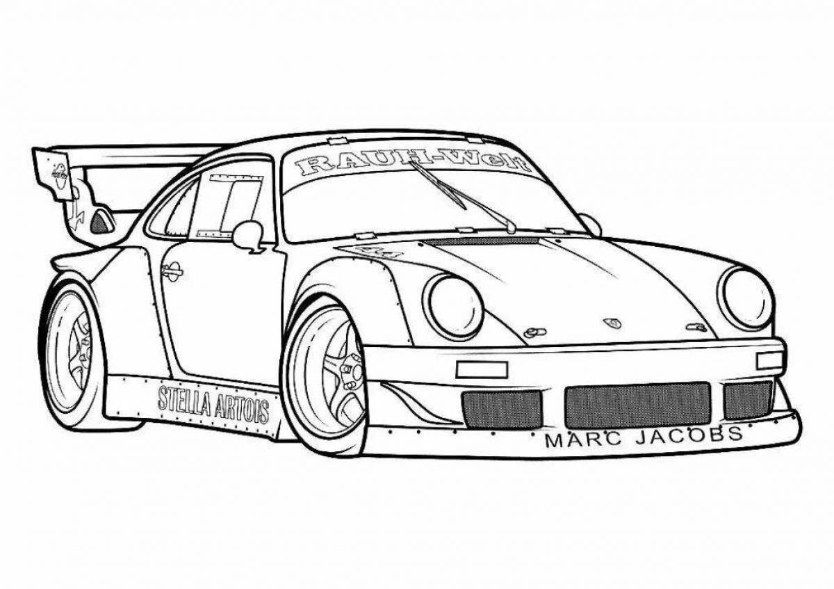 Detailed car tuning coloring page
