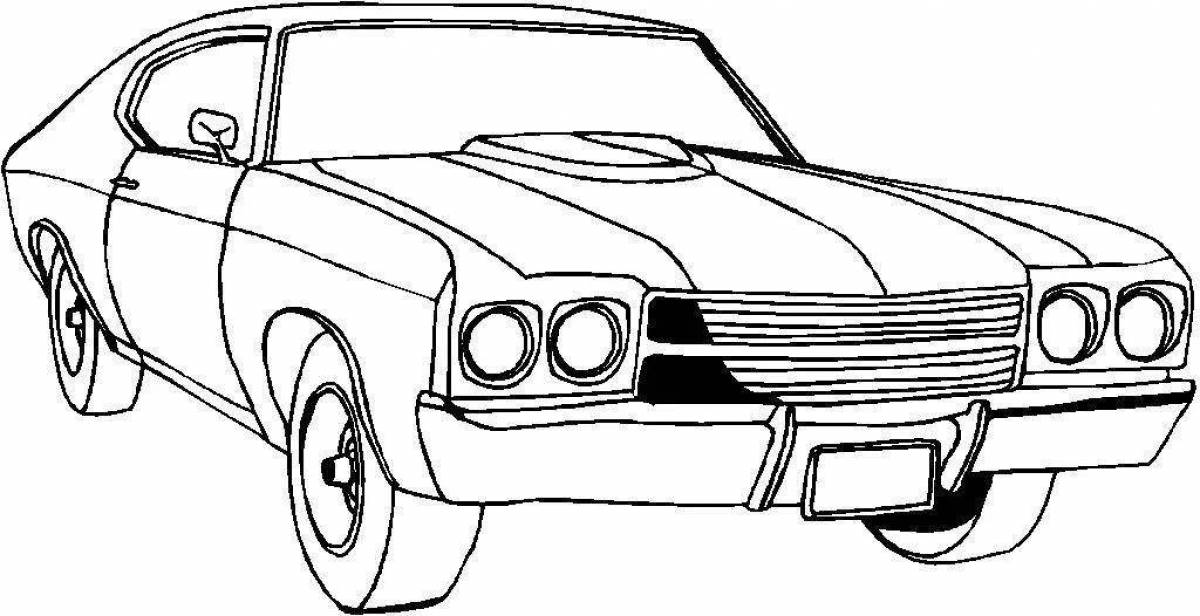 Modern car tuning coloring page