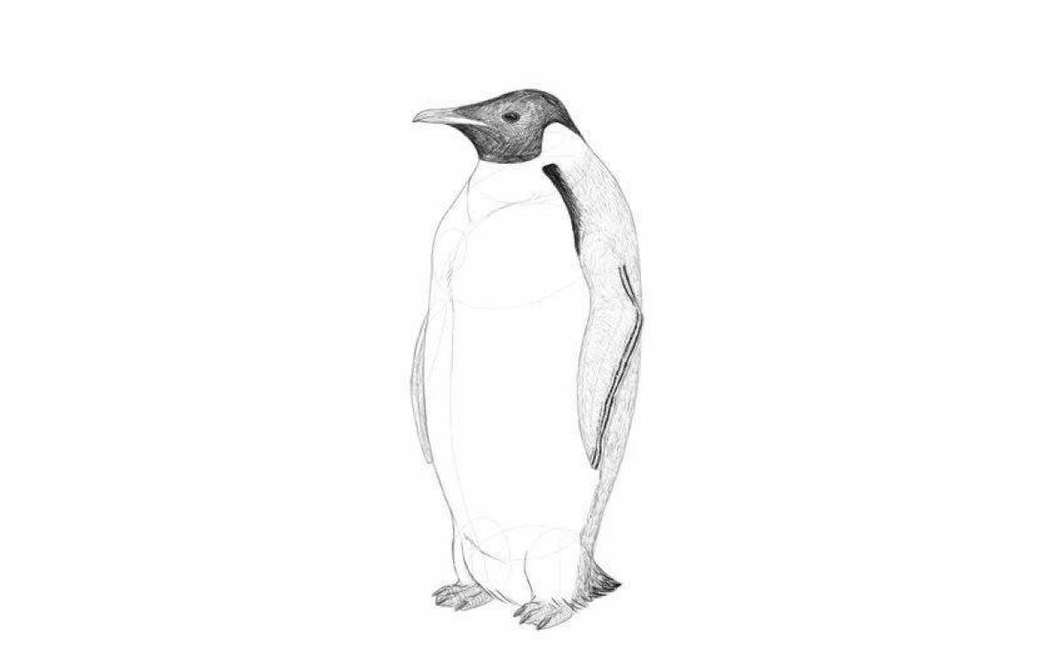 Раскраска забавный императорский пингвин